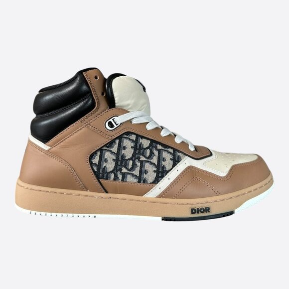 Dior Brown & White Oblique B27 High Top Sneakers - Picture 1 of 8